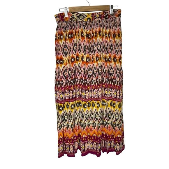 Chaudry KC Multicolor Argyle Pull On Boho Maxi Skirt Womans Size L Southwest - Picture 1 of 12